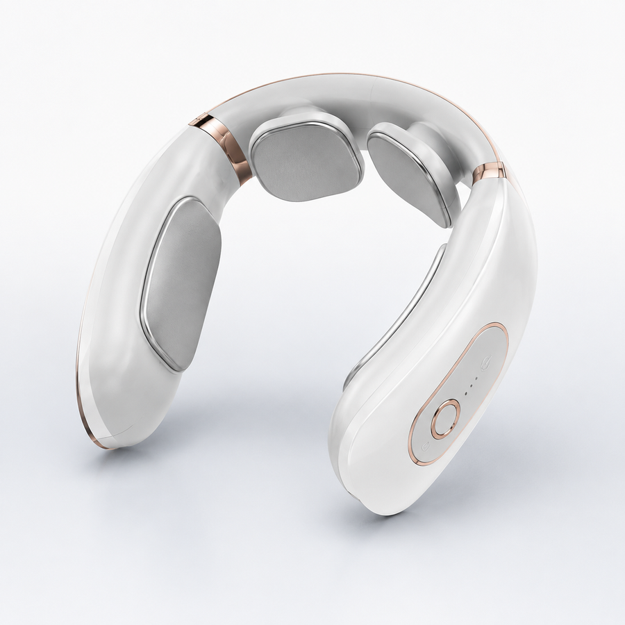 Skinza futuristic smart neck massager in pearl white